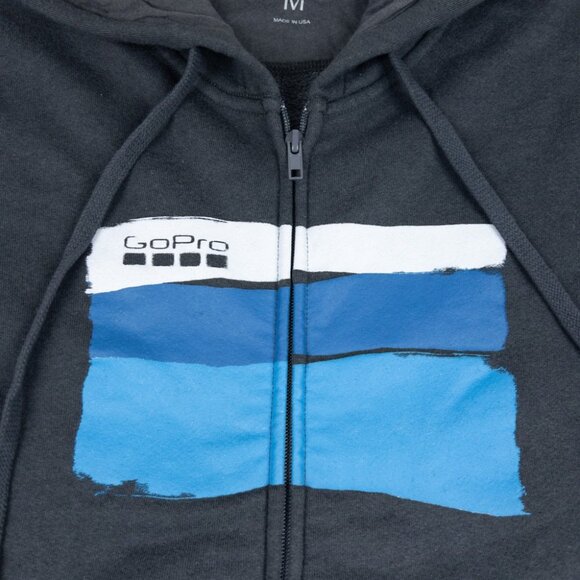 GoPro Zip Hoodie Sweatshirt Men's Medium Logo Camera Gray Fleece Jacket - Picture 6 of 12